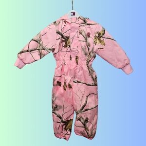 Browning Real Tree Toddler Girl 3T Pink Camo One Piece Snowsuit Fleece Lined